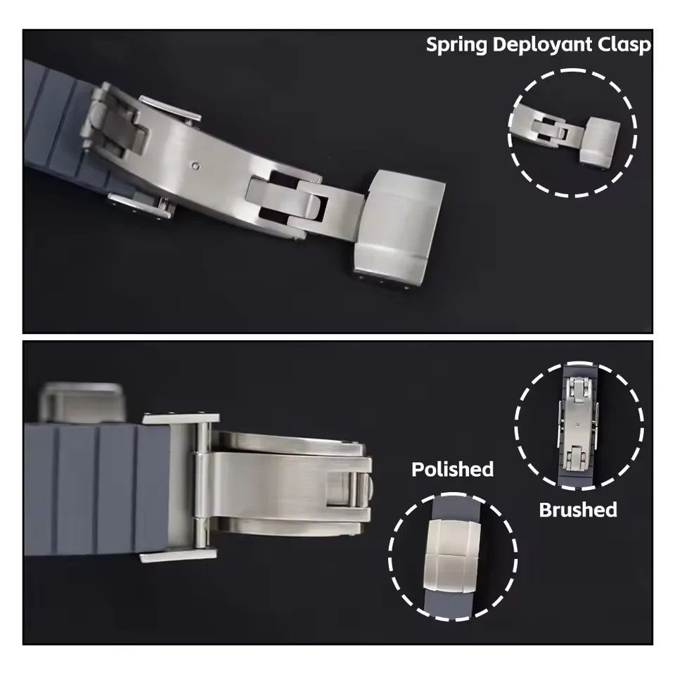 Rubber Strap for Tudor Black Bay 58 BB58, 20mm, FKM CT, Curved End Design with Deployment Clasp, Watch Band