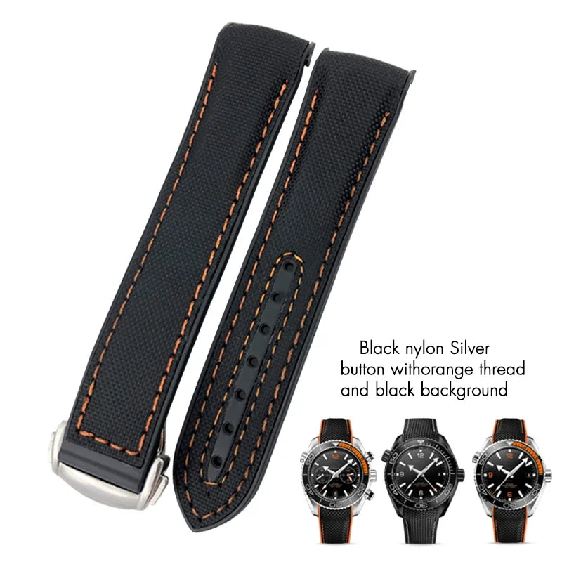 Cinturino per orologio in gomma silicone e nylon, 19mm 20mm 21mm 22mm, adatto per Longines HUAWEI GT2 Samsung MIDO Seiko SKX, cinturino per orologio sportivo