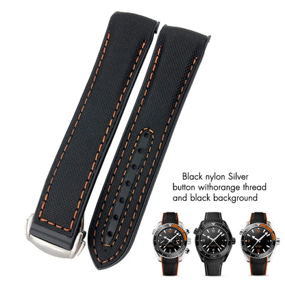 Cinturino per orologio in gomma silicone e nylon, 19mm 20mm 21mm 22mm, adatto per Longines HUAWEI GT2 Samsung MIDO Seiko SKX, cinturino per orologio sportivo