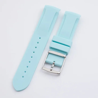 Nuovo cinturino in gomma morbida da 20 mm con estremità ricurve per Omega Strap Joint Moonswatch Constellation, bracciale sportivo impermeabile con fibbia ad ardiglione