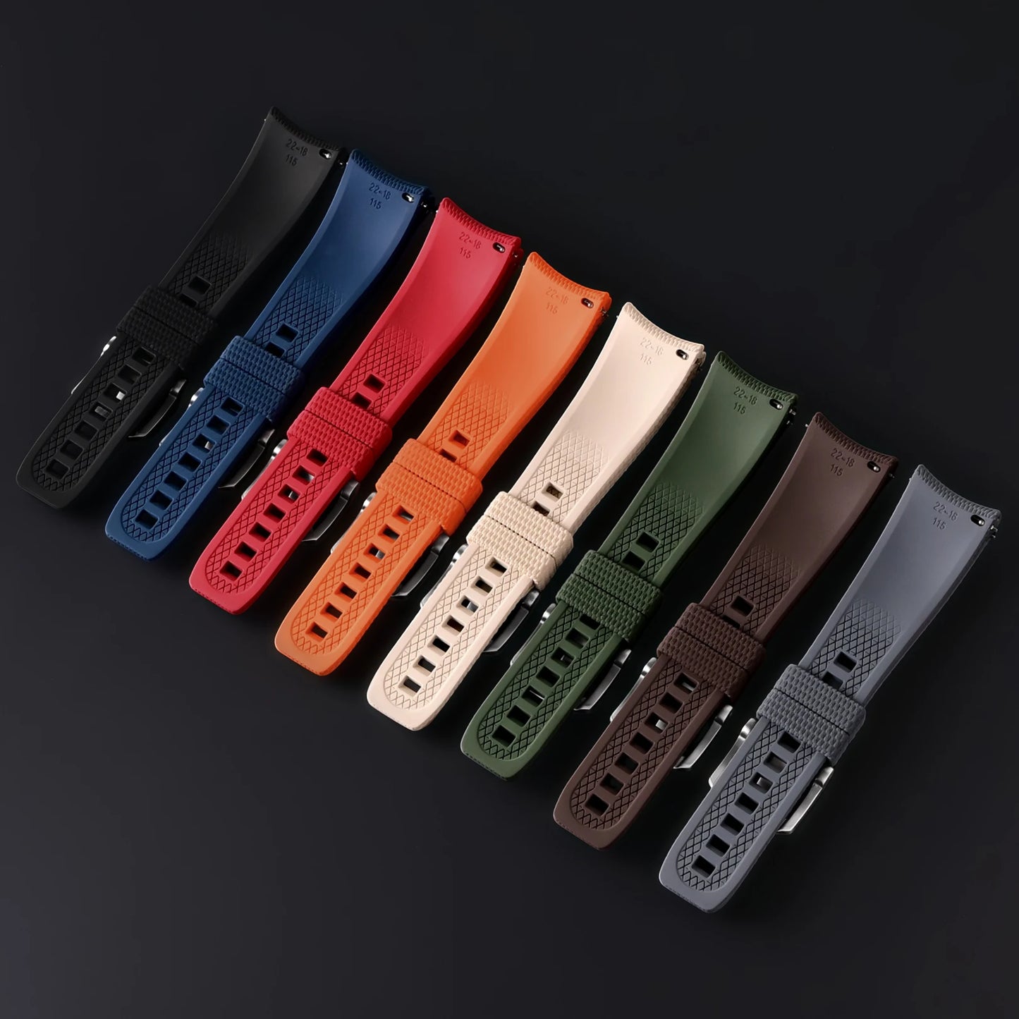 Bracelet de montre sport universel en caoutchouc fluoré FKM incurvé 20 mm 21 mm 22 mm à libération rapide pour Longines Omega Casio Seiko