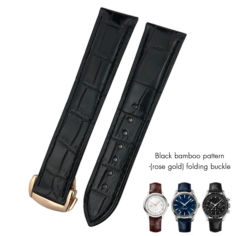 Bracelet de montre en cuir de crocodile véritable, 18mm, 19mm, 20mm, 21mm, 22mm, pour Omega De Ville Seam84SPEEDBiens TER