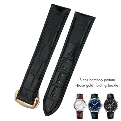 Bracelet de montre en cuir de crocodile véritable, 18mm, 19mm, 20mm, 21mm, 22mm, pour Omega De Ville Seam84SPEEDBiens TER
