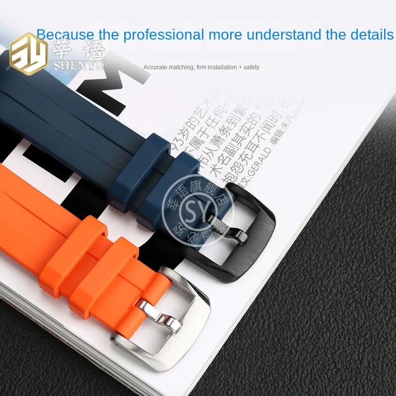 Rubber watch strap with curved interface, for Tissot 1853 Sports Starfish Seastar T series, 1853 120407 A T 120417 A 21mm 22mm strap