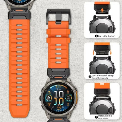 22mm 26mm FKM Fluoroelastomer Rubber Smart Watch Strap suitable for Garmin Fenix 8/7X/7 Pro/965/955 and Instinct 3 watch band