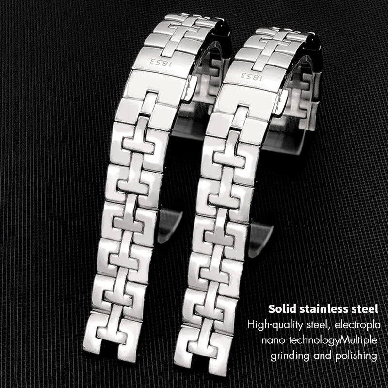 Bracelets de montre en acier inoxydable 316L, 15mm, qualité supérieure, tissot 1853 T-LADY T12 T082 T082.210, fermoir papillon, pour hommes