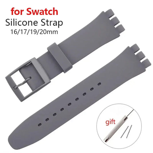 Bracelet en caoutchouc étanche pour Swatch, boucle ardillon en métal, Bracelet de montre en Silicone 16/17/19/20mm, ceinture de remplacement pour hommes et femmes