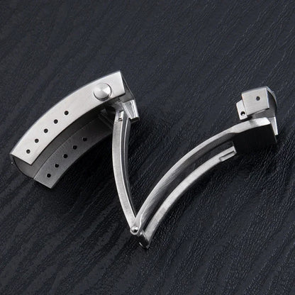 Universal Double Push Button Folding Buckle, 316L Stainless Steel Clasp for Breitling Rubber and Silicone Strap, Two Identical Straps