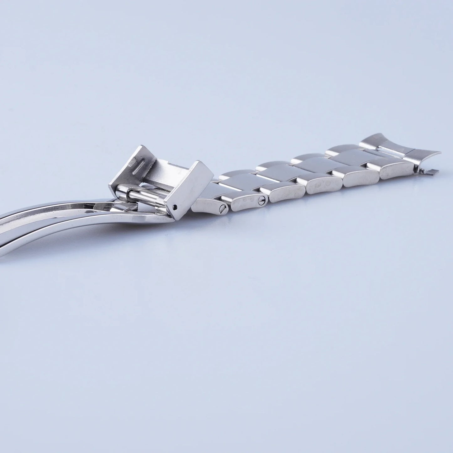 Cinturino per orologio in acciaio lucidato argento Rolamy 20 mm con fibbia Oyster per Seiko Presage SSA343 Cocktail Time