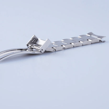 Cinturino per orologio in acciaio lucidato argento Rolamy 20 mm con fibbia Oyster per Seiko Presage SSA343 Cocktail Time