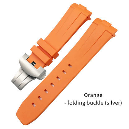 Bracelet de montre en caoutchouc naturel à extrémité incurvée de 24mm, pour Panerai LUMINOR SUBMERSIBLE PAM, en Silicone, étanche, boucle papillon