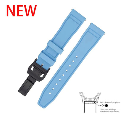20mm 21mm 22mm Premium FKM Fluoro Rubber Watch Straps FPM Butterfly Buckle Quick Release Watch Bands for I-WC Watch Bands