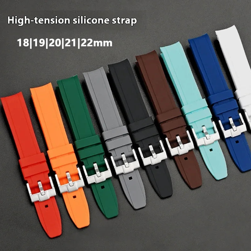 High Resistance Silicone Bracelet for Men and Women, 18/19/20/21/22mm, Universal Curved End, Butterfly Buckle, Watch Strap for Tissot 1853