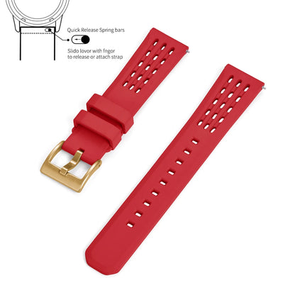 Bracelet de montre en caoutchouc FPM FKM, 20mm 22mm, dégagement rapide, qualité supérieure, conception de Structure poreuse, bracelet de Sport Durable et confortable