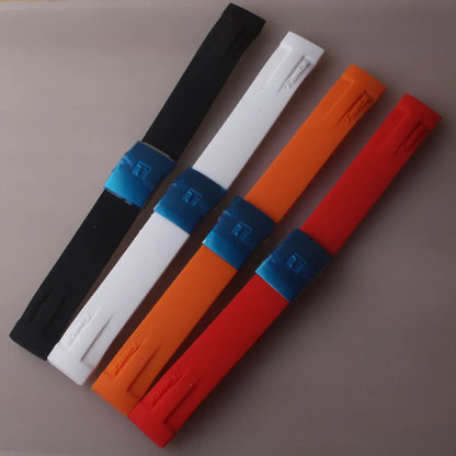 Cinturino per orologio Tissot Trace 048, in gomma e silicone, 20 mm, accessori per orologi, chiusura pieghevole, deployante, chiusura argentata per uomo e donna