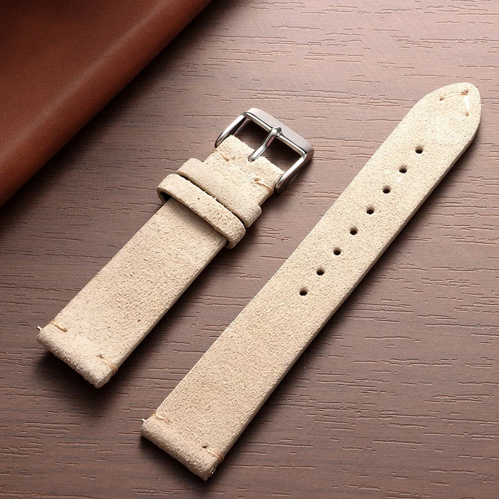 Bracelet de montre Vintage en cuir suédé, bracelet de montre en cuir de veau à dégagement rapide, 14/16/18/19/20/21/22mm, bracelet de remplacement avec boucle ardillon