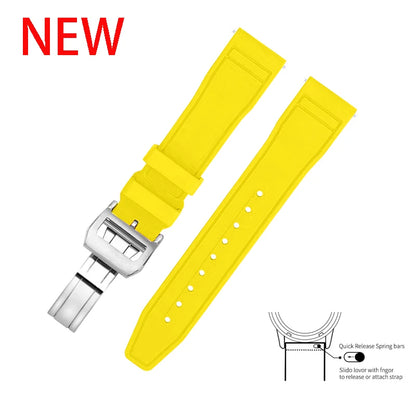 20mm 21mm 22mm Premium FKM Fluoro Rubber Watch Straps FPM Butterfly Buckle Quick Release Watch Bands for I-WC Watch Bands