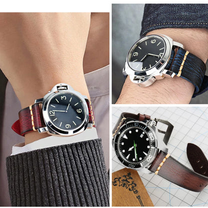 Handmade leather watch strap, 20mm 22mm 24mm, for Panerai, Tudor, Biwan Bronze, and Breitling watches, Italian cowhide leather.