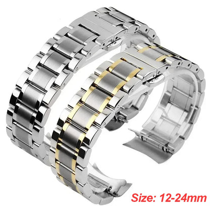 Bracciale per orologio in acciaio inossidabile con estremità curva 16mm 17mm 18mm 19mm 20mm 21mm 22mm 23mm 24mm Cinturino in acciaio Bracciale in metallo