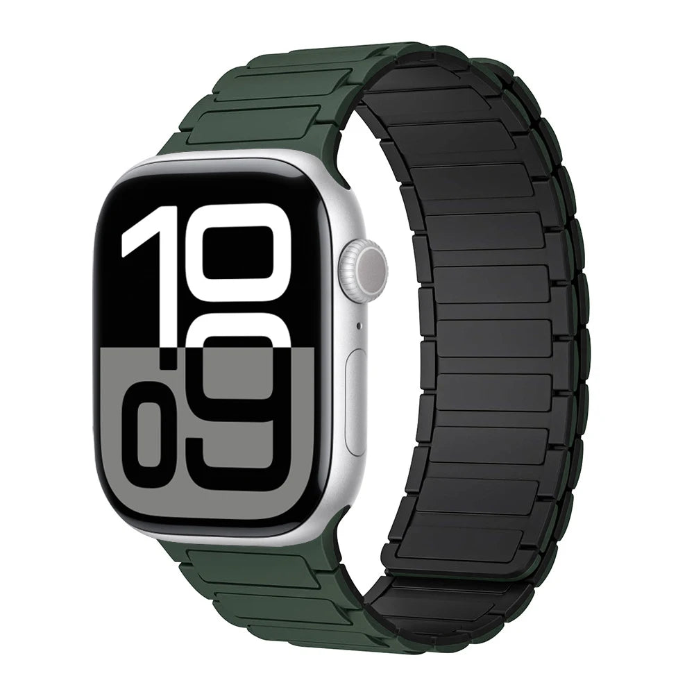 Correa con hebilla magnética para relojes Apple de 46 mm, 44 mm, 40 mm, 45 mm, 41 mm, 42 mm, correa de silicona para iWatch serie 11, 10, 9, 8, 7, 6, SE, Ultra 3