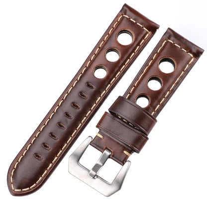 Bracelet de montre en cuir de vache, Vintage, en cuir véritable, 20mm 22mm 24mm, pour femmes et hommes, mode, ceinture avec boucle ardillon