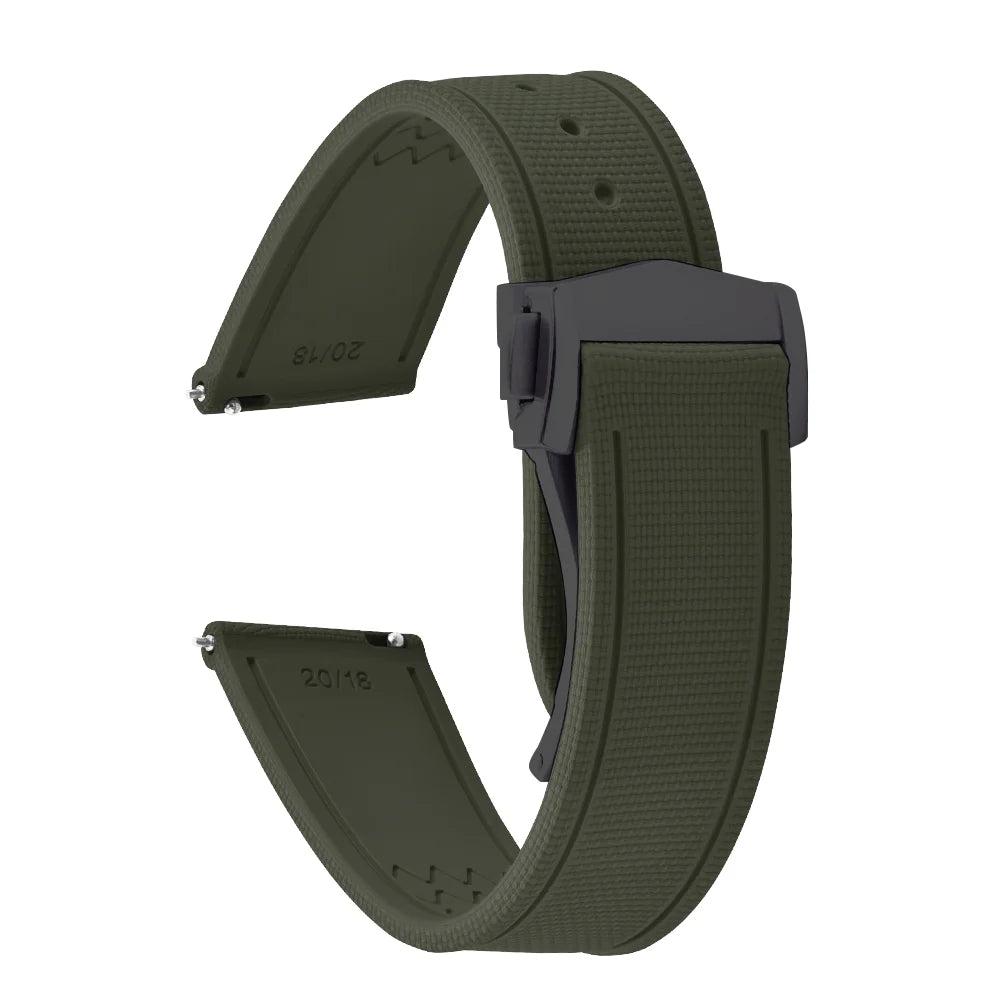 Premium Quality FKM Soft Rubber Watch Strap 20mm 21mm 22mm Sailcloth Texture Sport Band Quick Release Universal Watchband for DLug