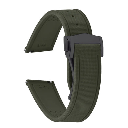 Premium Quality FKM Soft Rubber Watch Strap 20mm 21mm 22mm Sailcloth Texture Sport Band Quick Release Universal Watchband for DLug