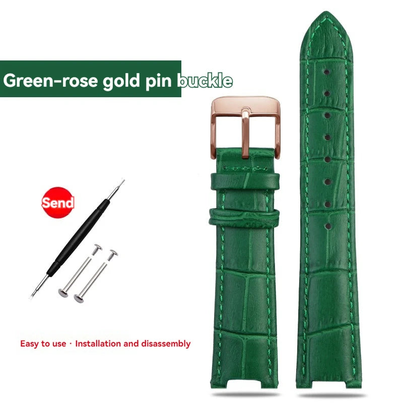 Green and brown calfskin leather watch strap, cowhide leather watch strap, Brosthree Eyed PARKER series, MK2277, 2425, 2290, 2281, 2280, MK6985, 6984, MK5354