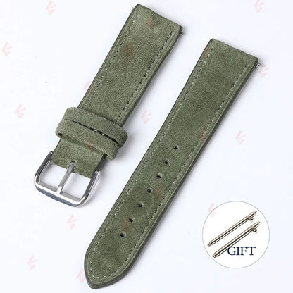 18mm 19mm 20mm 22mm Vintage daim peau de vache Bracelet de montre à la main Bracelet de montre gris marron vert Bracelet à dégagement rapide pour hommes femmes