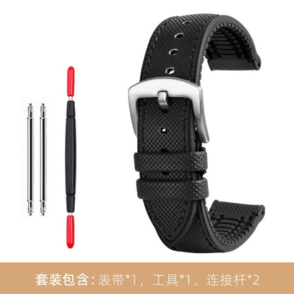 Bracelet de montre en Nylon et Silicone pour hommes, 20mm, 22mm, 24mm, étanche et respirant, en caoutchouc, accessoires