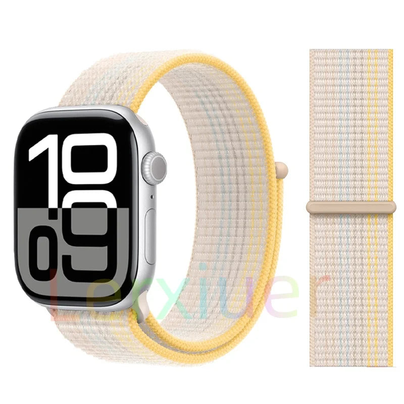 适用于 Apple Watch 46mm 44mm 45mm 40mm 41mm 42mm 的尼龙回环表带，适配 iWatch 系列 11 10 9 SE 8 7 6 5 4 Ultra 3 2 49mm