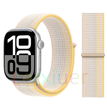 适用于 Apple Watch 46mm 44mm 45mm 40mm 41mm 42mm 的尼龙回环表带，适配 iWatch 系列 11 10 9 SE 8 7 6 5 4 Ultra 3 2 49mm