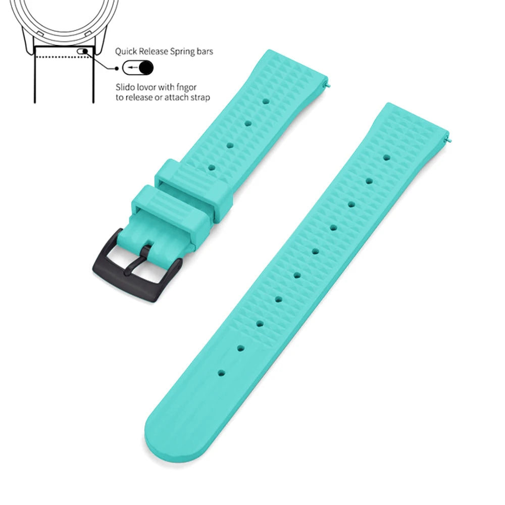 JUELONG – bracelets de montre en caoutchouc gaufré FKM, à dégagement rapide, étanche, Durable, en caoutchouc fluoré, 20mm 22mm, pour montre de plongée traditionnelle