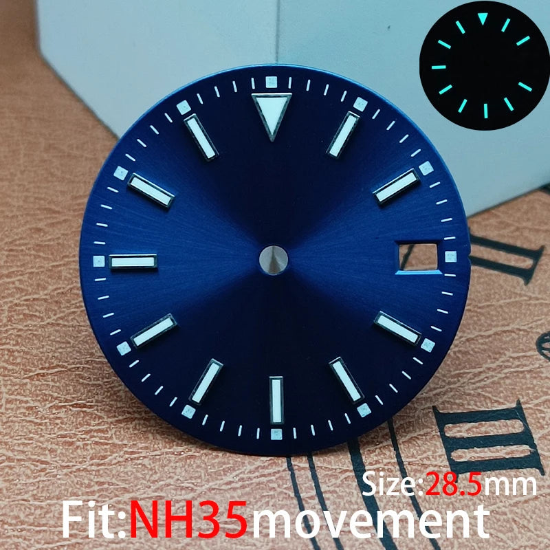 The 28.5mm luminous yellow, black, blue, and green sterile watch face is suitable for NH35/8215/2836 movement watch accessories
