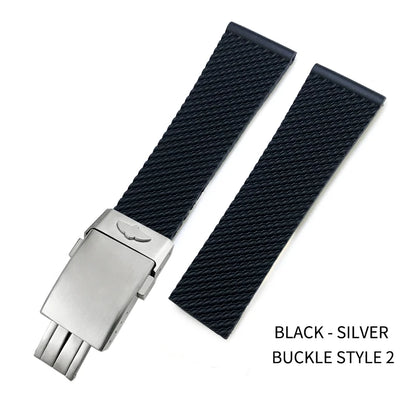 Bracelet de montre tressé en caoutchouc de Silicone, 19mm 20mm 21mm 22mm 23mm 24mm, pour Breitling Avenger Superocean Heritage Longines