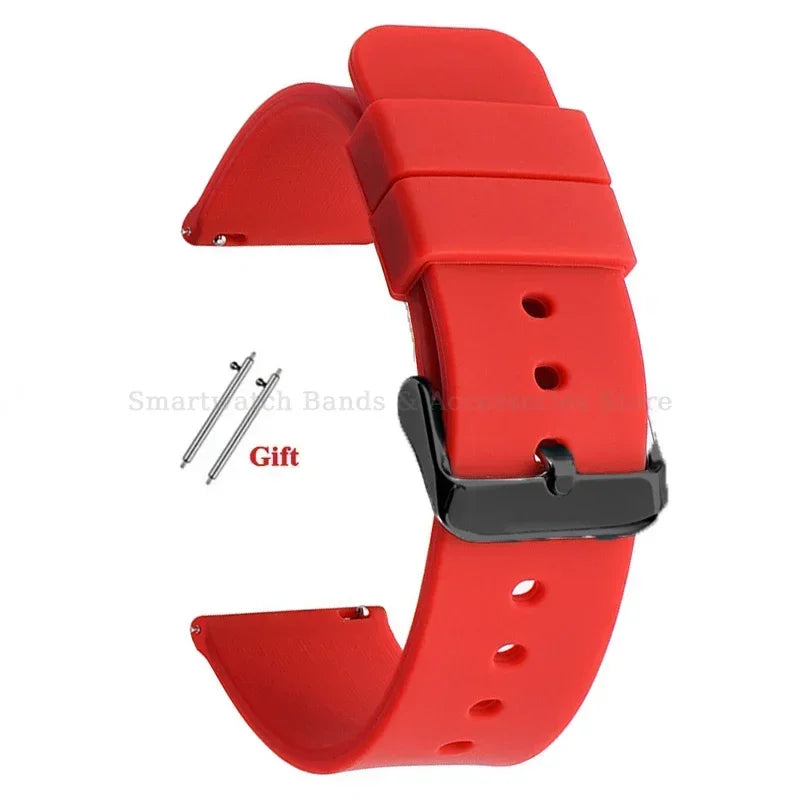 10mm 12mm 14mm 15mm 16mm 18mm 20mm 21mm 22mm 24mm Silicone Watch Band Quick Release Watch Strap for Men Women Universal Wristband