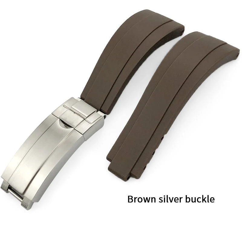 Uhrenarmband aus Kautschuk, 20mm 21mm 18mm 19mm, passend für Rolex Daytona Yacht Master Oysterflex, Silikonarmband, Faltschließe mit Feinverstellung