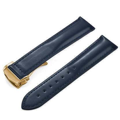 Cinturino in pelle bovina con fibbia pieghevole 19 20 21 22mm per Omega Seamaster, cinturino universale da uomo di alta qualità a sgancio rapido