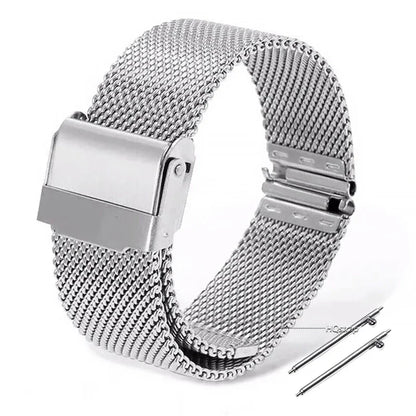 Bracelet de montre milanais universel en acier inoxydable, bracelet en métal, bracelet noir, bracelet en or rose, 12mm, 14mm, 16mm, 18mm, 20mm, 22mm, 24mm