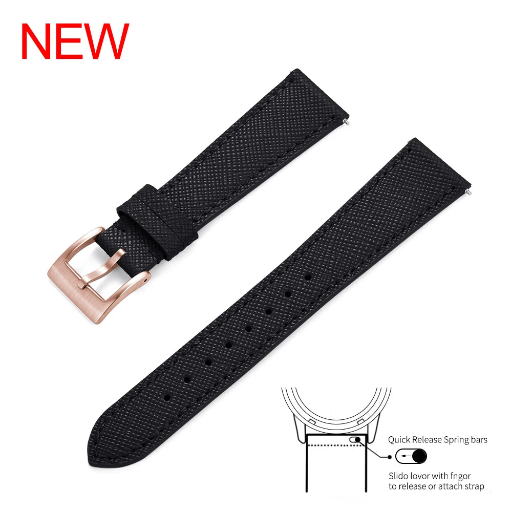 Bracelet de montre en cuir vintage cousu, 18mm, 19mm, 20mm, 21mm, 22mm, 23mm, 24mm, à dégagement rapide, rétro, durable, bracelets de remplacement