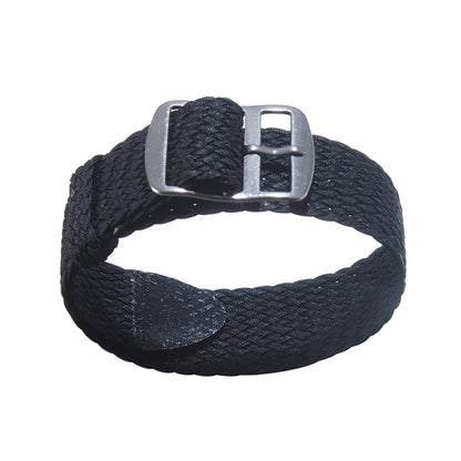 Perlon Woven Nylon Watch Straps, Solid Color, Fabric, Black, Blue, 18mm, 20mm