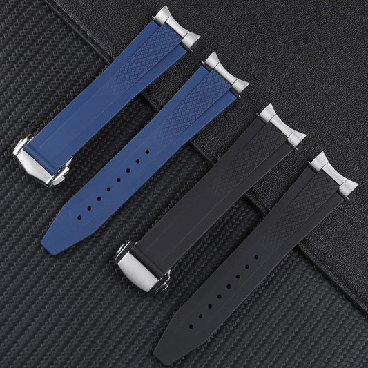 Soft Convex FKM Fluoro Rubber Watch Strap for Longines HydroConquest GMT V.H.P. 21mm 22mm Strap for 41/42mm Dial