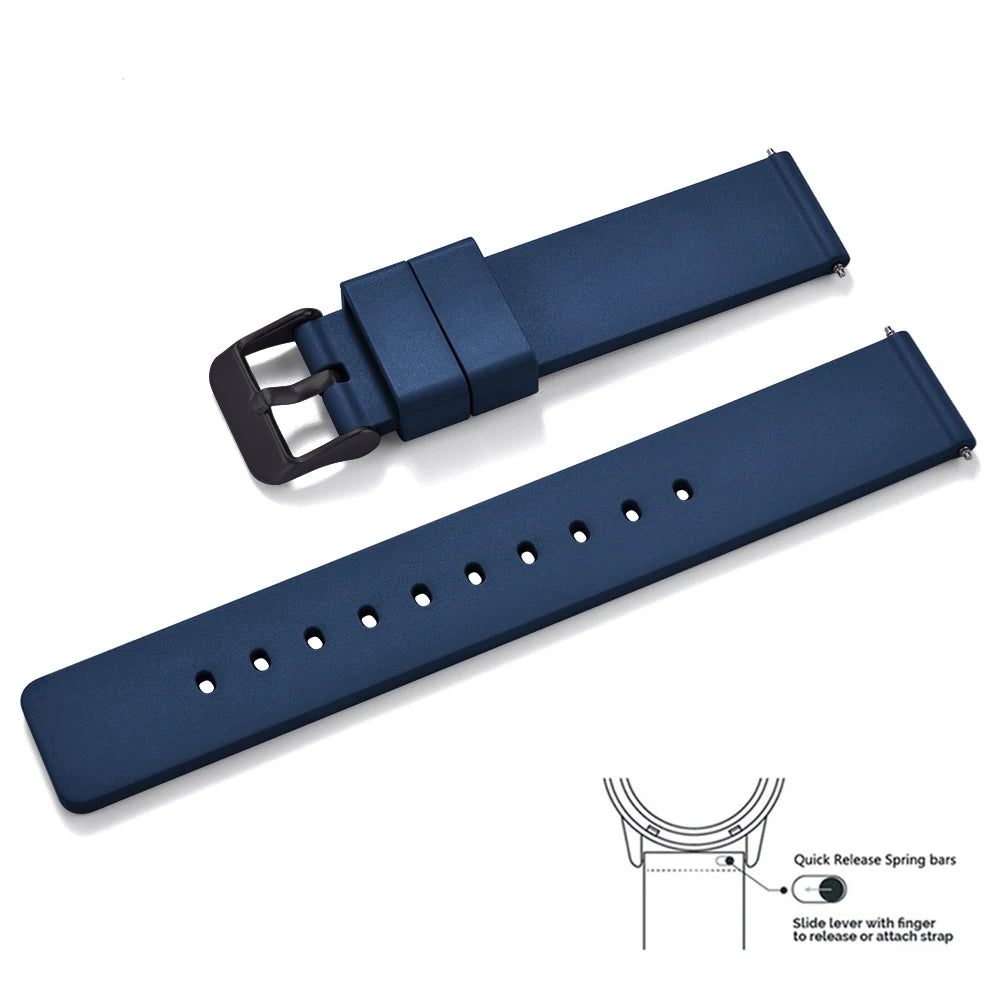 Bracelet de montre en caoutchouc Premium lisse - Rapide / Universel