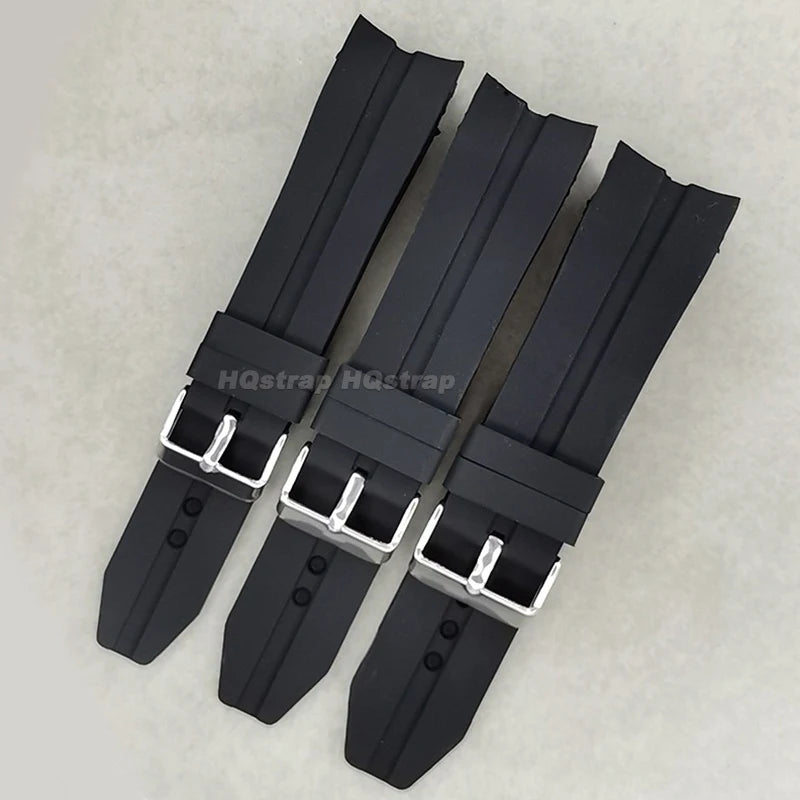Curved end silicone watch band, 22mm 24mm 26mm, soft rubber dive watch band, waterproof, universal replacement strap