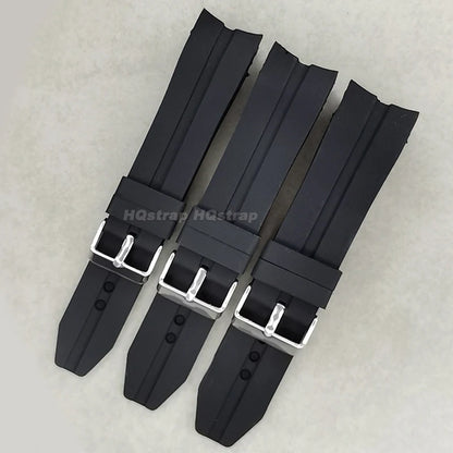 Curved end silicone watch band, 22mm 24mm 26mm, soft rubber dive watch band, waterproof, universal replacement strap