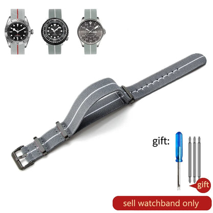 Retro Parachute Nylon Watch Strap for Rolex Tudor Biwan Omega Heuer IWC Men High-Density Knit 18 20 22mm Replacement Accessories