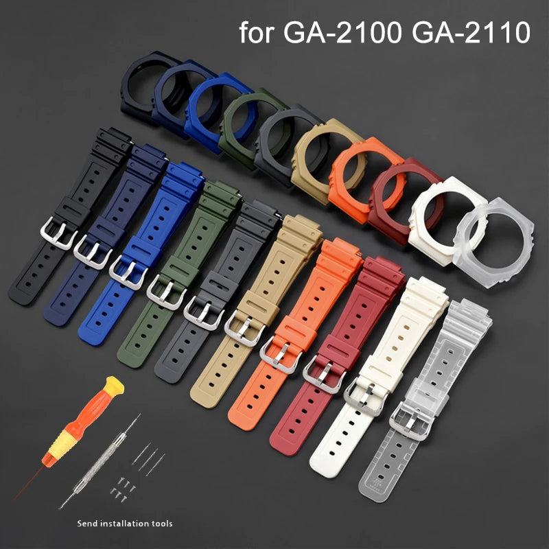 Bracelet de montre en résine pour Casio G-SHOCK GA-2100 GA-2110, Kit de modification de bracelet de montre en caoutchouc étanche pour hommes, avec outils