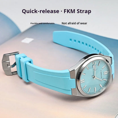 FKM-Cinturino per orologio in gomma fluorurata da uomo e donna, estremità convessa speciale, a sgancio rapido, Citizen NJ0150, NJ0151, NJ0158, 9 mm
