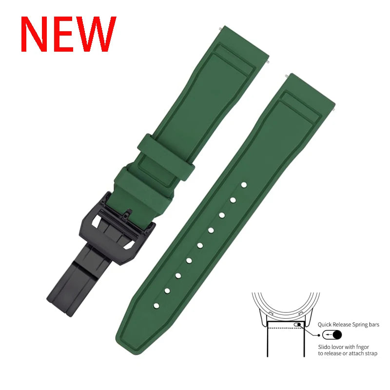 20mm 21mm 22mm Premium FKM Fluoro Rubber Watch Straps FPM Butterfly Buckle Quick Release Watch Bands for I-WC Watch Bands