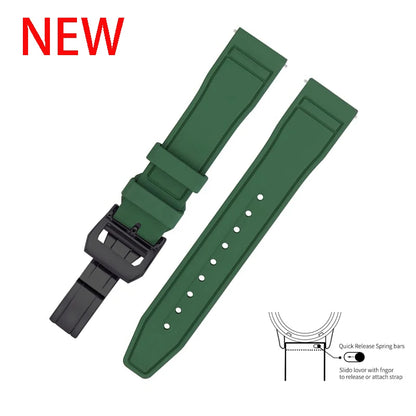 20mm 21mm 22mm Premium FKM Fluoro Rubber Watch Straps FPM Butterfly Buckle Quick Release Watch Bands for I-WC Watch Bands